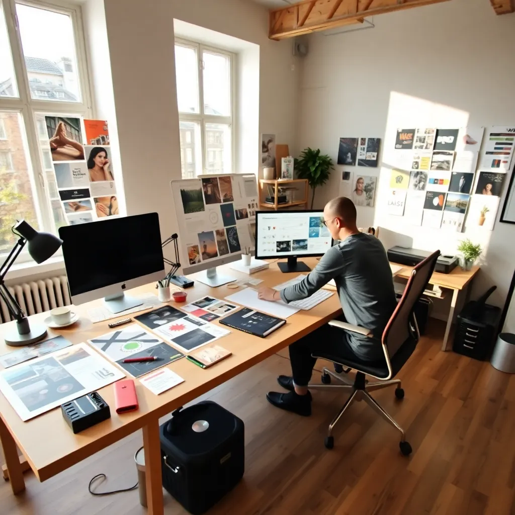 Designer presenteert portfolio tijdens een Nederlandse designbijeenkomst