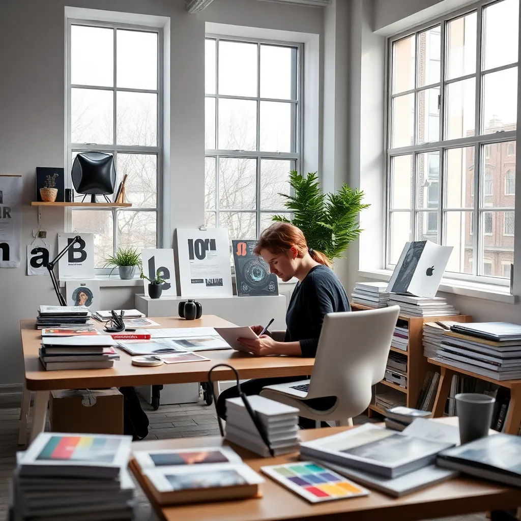 Nederlandse typografie voorbeelden op bureau