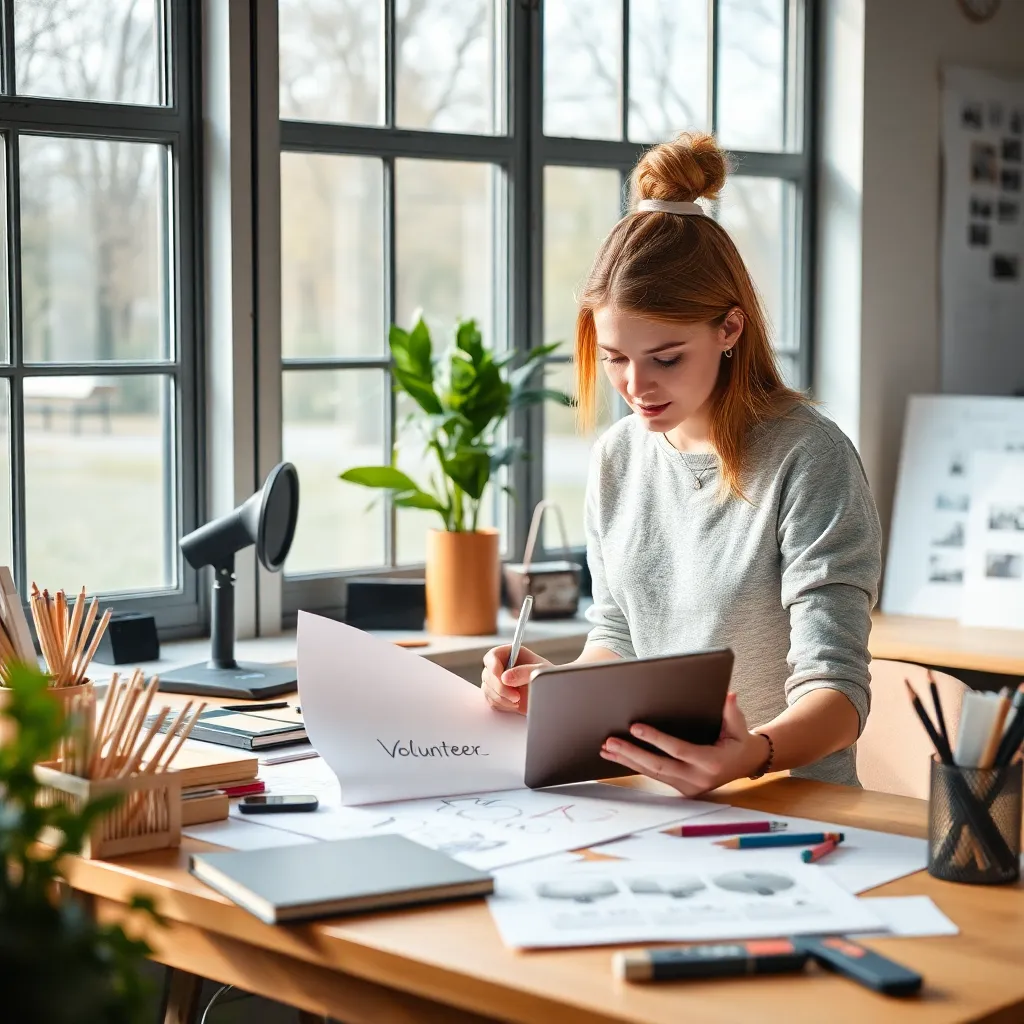 Designer werkt aan een vrijwilligersproject voor een lokale non-profit